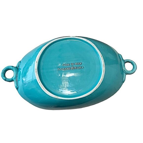 Maioliche Jessica Handmade Italian Oblong Serving Bowl – Tiffany Blue Turquoise - Picture 2 of 10